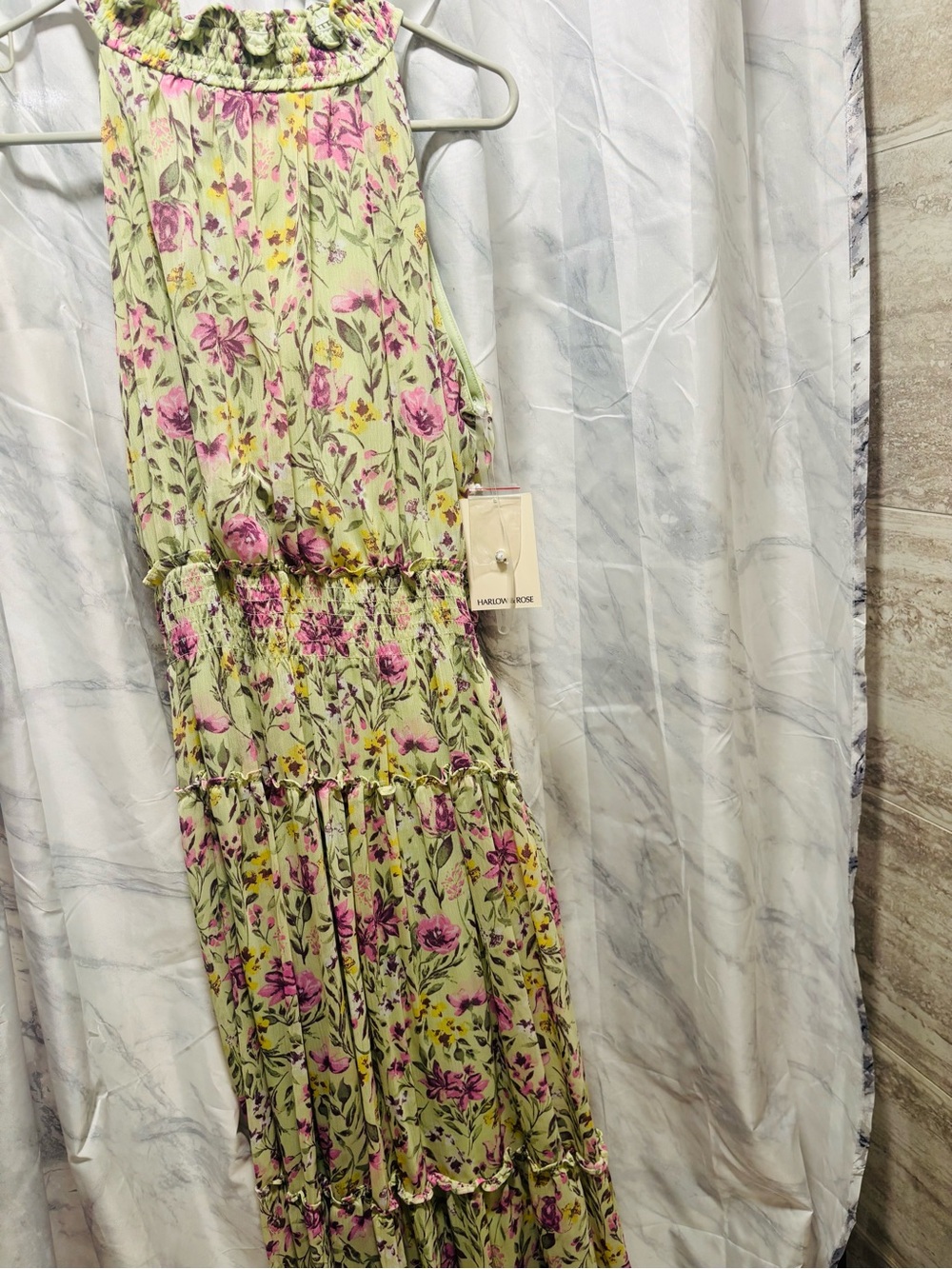 Target Green Maxi Dress with Pink Floral Print